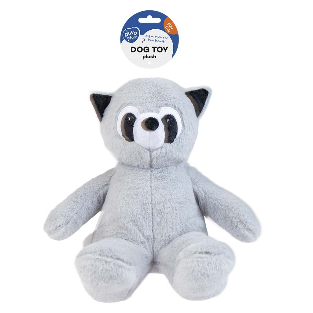 Duvo+ Plush Pawbies Raccoon  Dog Toy 27x17x26cm - Grey (new)  