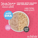 Schesir Baby Cat Can Multipack Mousse & Fillets - Chicken With Salmon & Chicken Liver 165g (3 Cans x55g)