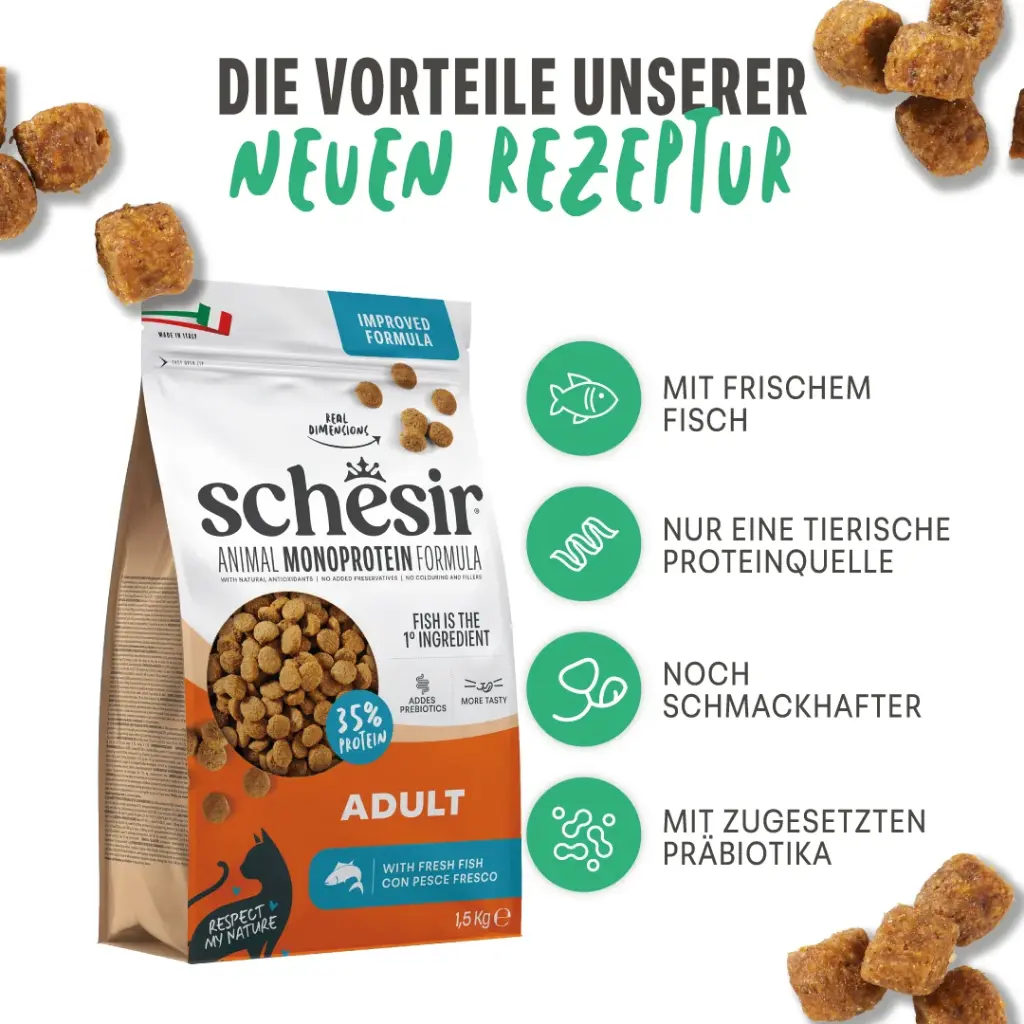 Schesir Monoprotein Adult Dry Cat Food – Fresh Fish-400g