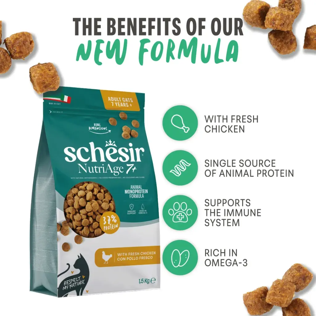 Schesir Monoprotein Senior Dry Cat Food – NutriAge 7+ Chicken-400g