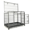 Duvo+ Heavy Duty Metal Dog Crate With Lockable Caster Wheels & Dual Access Doors - 79 x 53 x 61cm 