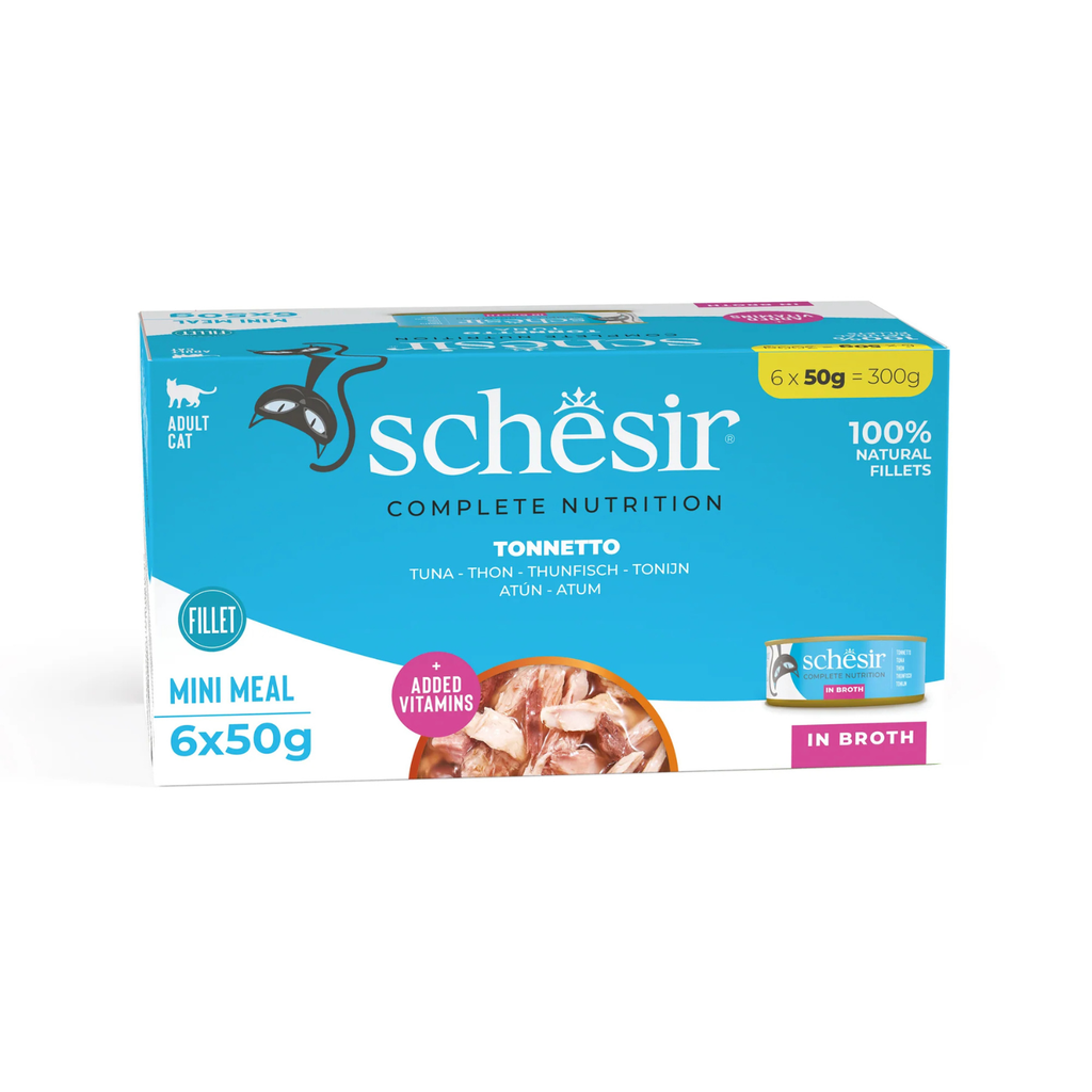 Schesir Complete & Balanced Nutrition Wet Cat Food in Broth Can[Multi pack]- Tuna-(6X50g)