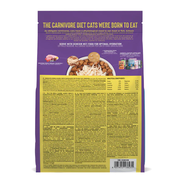 Schesir Born Carnivore Grain Free Oven Baked Dry Food [High-Protein] For Cat - Chicken with Herring & Salmon  1.25kg