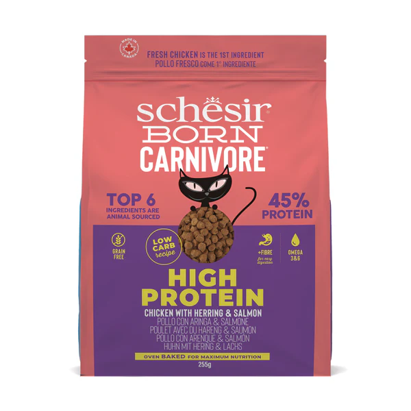 Schesir Born Carnivore Grain Free Oven Baked Dry Food [High-Protein] For Cat - Chicken & Herring  255g  - Buy 2 & Get 1 Free