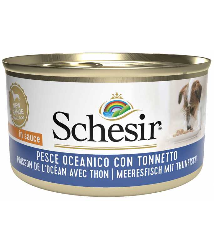 Schesir Dog Wet Food Can-Ocean Fish with Tuna- (Min Order 85g- 14pcs)[Weight - 85g] Buy 28 Pcs & Get 14 Pcs Free