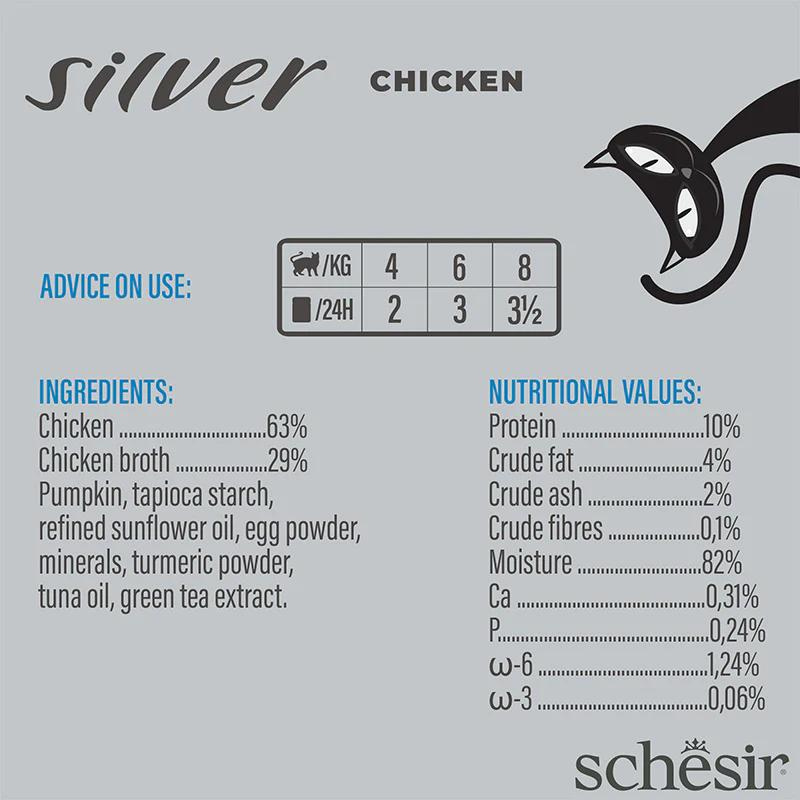 Schesir Silver Mousse Senior Cat - Chicken 80g (Min Order- 12 Pouch)