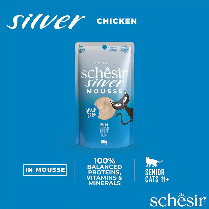 Schesir Silver Mousse Senior Cat - Chicken 80g (Min Order- 12 Pouch)