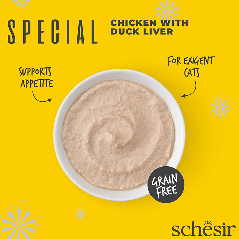 Schesir Special Mousse (Exigent) For Cat - Chicken With Duck Liver 70g (Min Order- 12 Pouch)