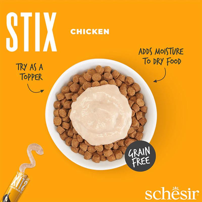 Schesir Stix Treat For Cat In Cream - Chicken 6x15g  (Min Order- 12 Pack)