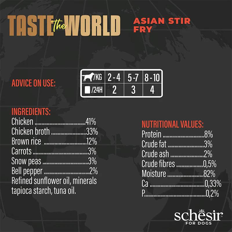 Schesir Taste The World Dog Wholefood - Asian Stir Fry 150g (Min Order- 8 Cans)