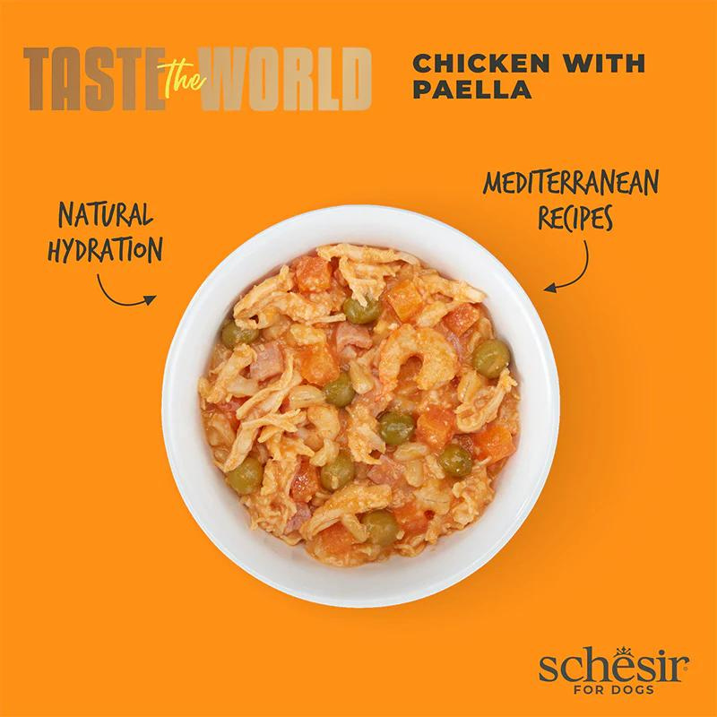 Schesir Taste The World Dog Wholefood - Chicken With Paella150g (Min Order- 8 Cans)