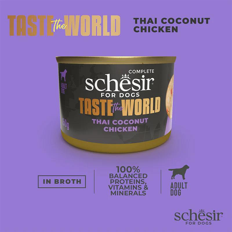 Schesir Taste The World Dog Wholefood - Thai Coconut Chicken 150g (Min Order- 8 Cans)