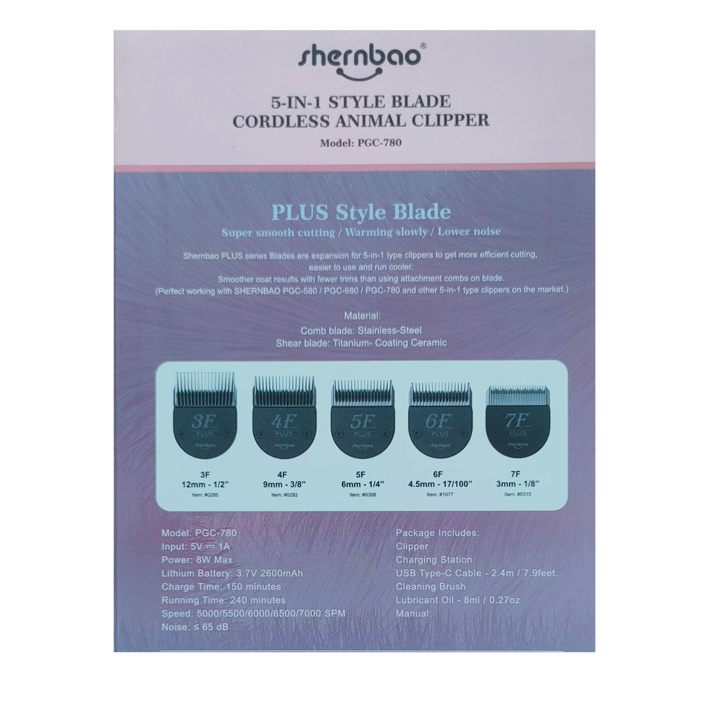 Shernbao NEW Professional 5 in 1 Style Blade Cordless Animal Clipper