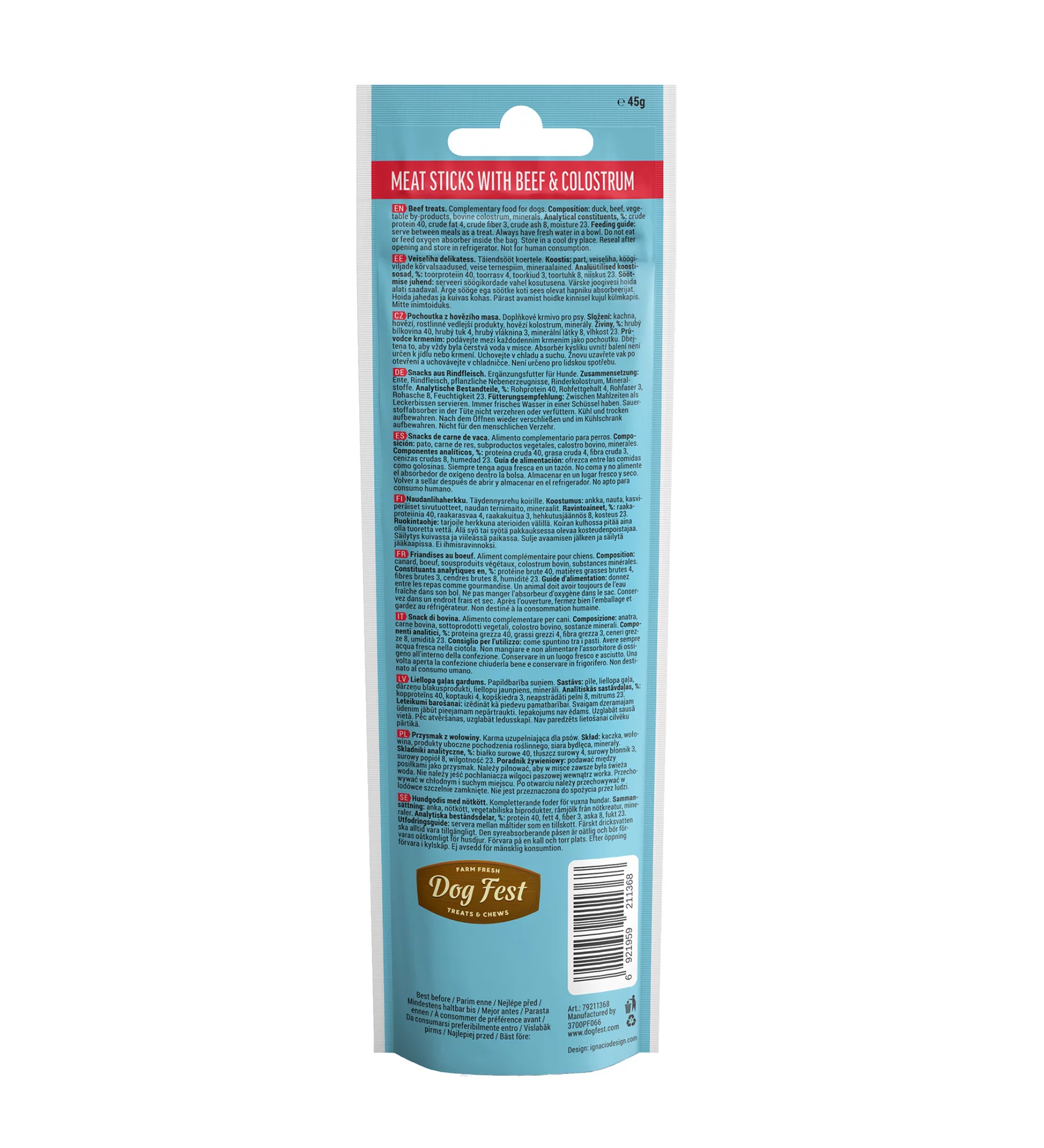 Dog Fest Beef Stick With Colostrum 45g[Weight - 45g]