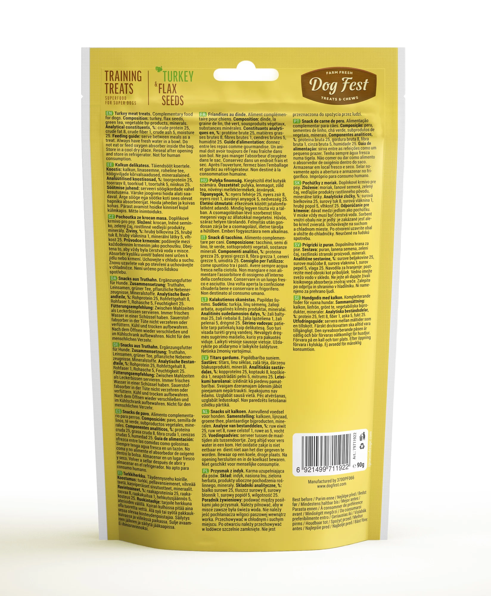 Dog Fest Training Treats Turkey & Flax Seeds 90g[Weight - 90g]