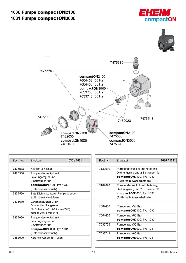 EHEIM compactON 3000 aquarium pump