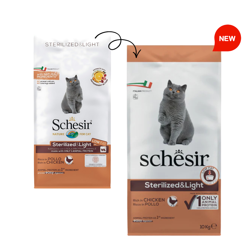 Schesir Dry food for adult cats with a single protein source - Sterilized & Light Rich in Chicken 10 kg