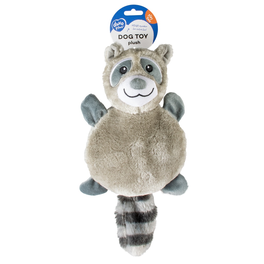 Duvo+ Plush Racoon Mega Squeaky Dog Toy 38x21x10cm Grey