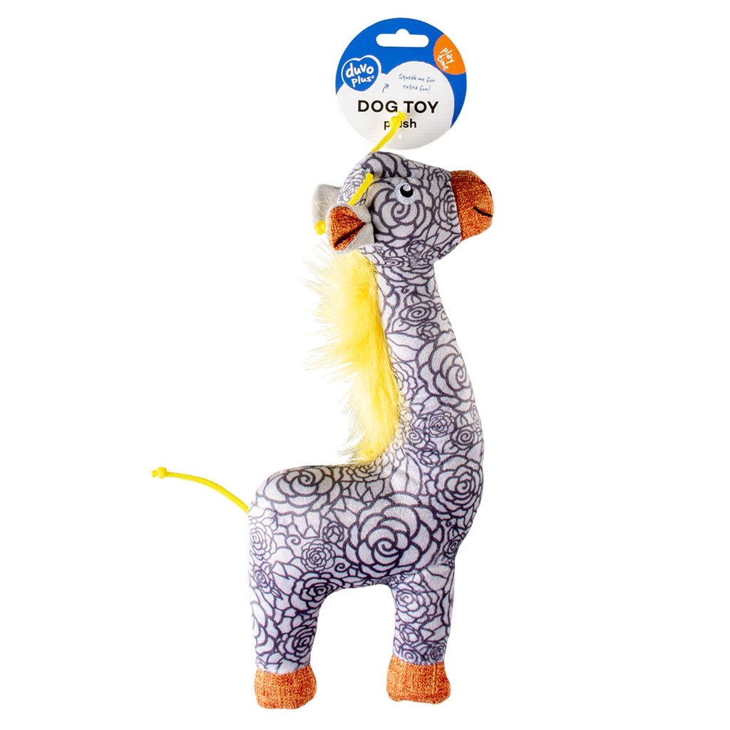 Duvo+ Plush Giraffe Retro Dog Toy 32x14x5cm Grey