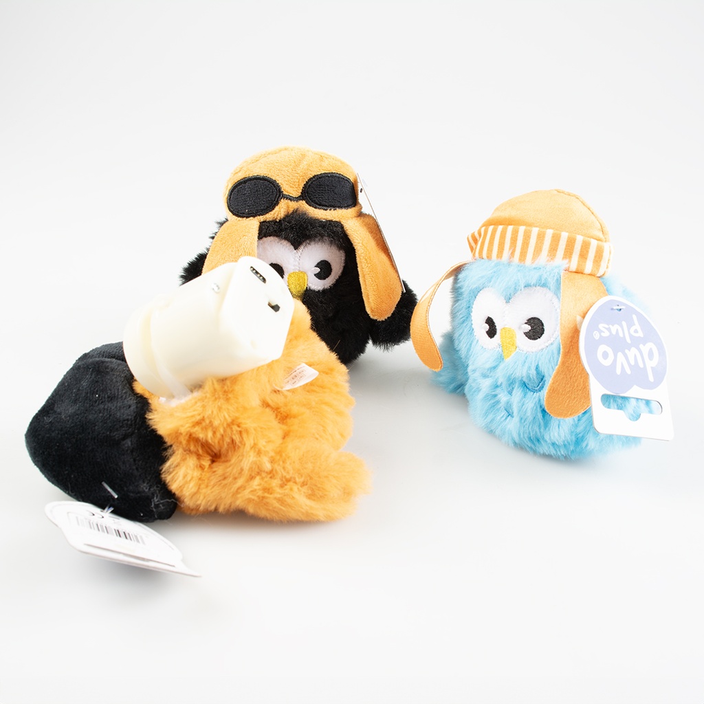 Duvo+ Electronic Plush Owl Cat Toys 6x10x13cm Mixed Colors