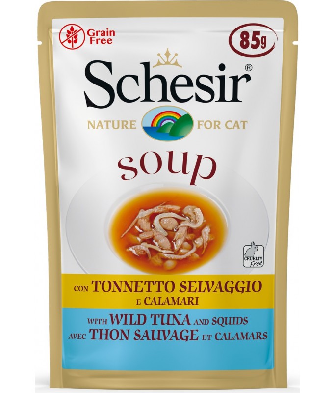 Schesir Cat Wet Soup-With Wild Tuna and Squid[Weight - 85g] (Min Order 85g - 20pcs)