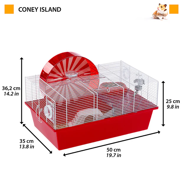 Ferplast Coney Island Hamster Cage With Large Wheel And Play Area
50 x 35 x H 25 cm