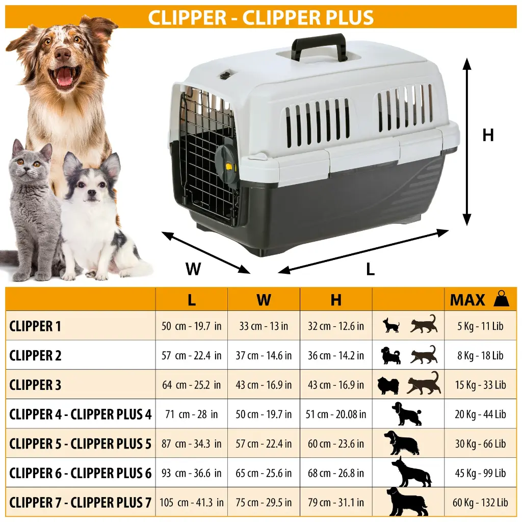 Ferplast Clipper 2 Cat And Small Dog Carrier
57 x 37 x H 36 cm (IATA Approved)