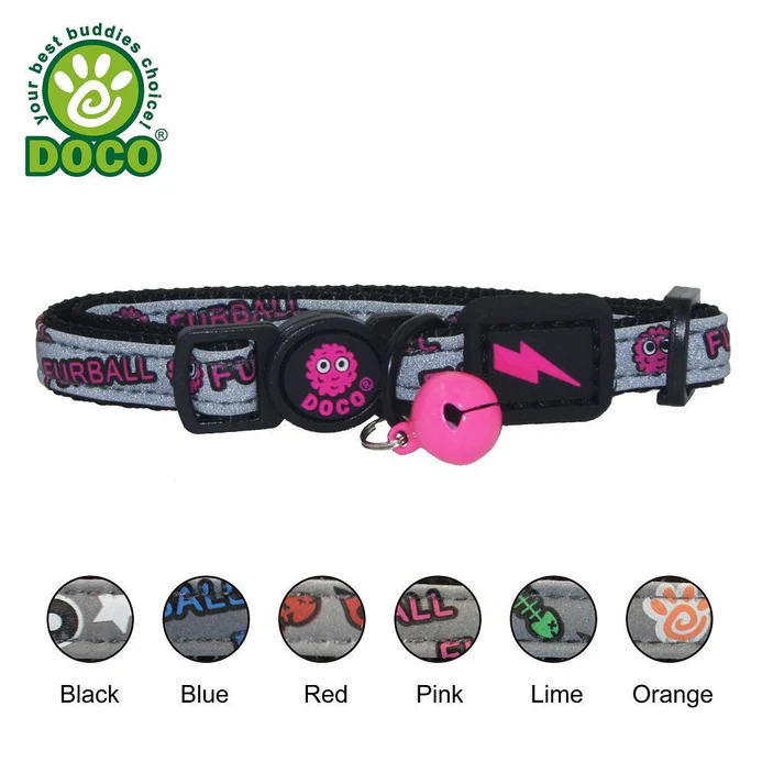 DOCO® Reflective Cat Collar - Printed Pattern, 1.0 X 19-31cm(XS) Pink