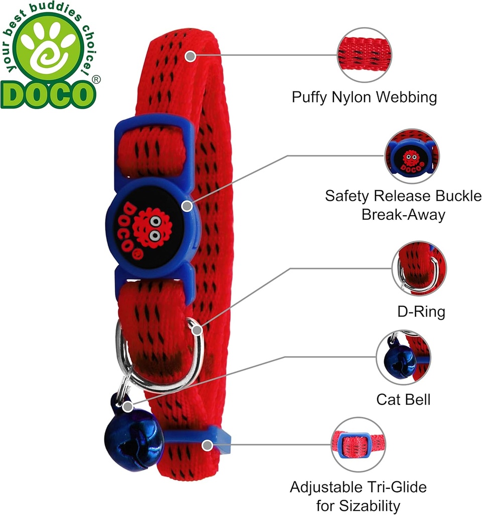 DOCO® Puffy Cat Collar 1.0 X 19-31cm(XS) - Red