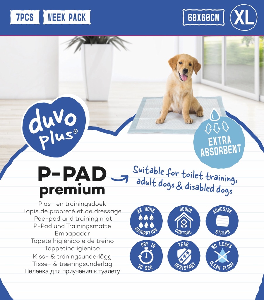 Duvo+ Pet Pad Premium Week Pack XL-60x60cm 7pcs