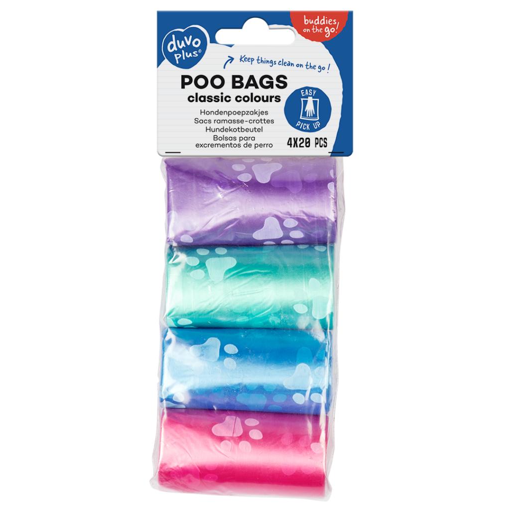 Duvo Poo Bags Classic Colour Paws Multicolour 4 x 20pcs