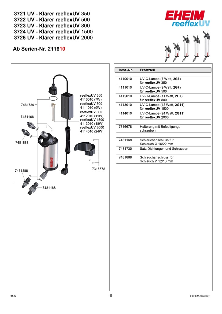 EHEIM reeflexUV 500 UV-steriliser