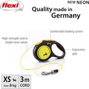 Flexi New Neon XS Cord 3m, Yellow[Color - Yellow, Length - 3M, Size - XS]