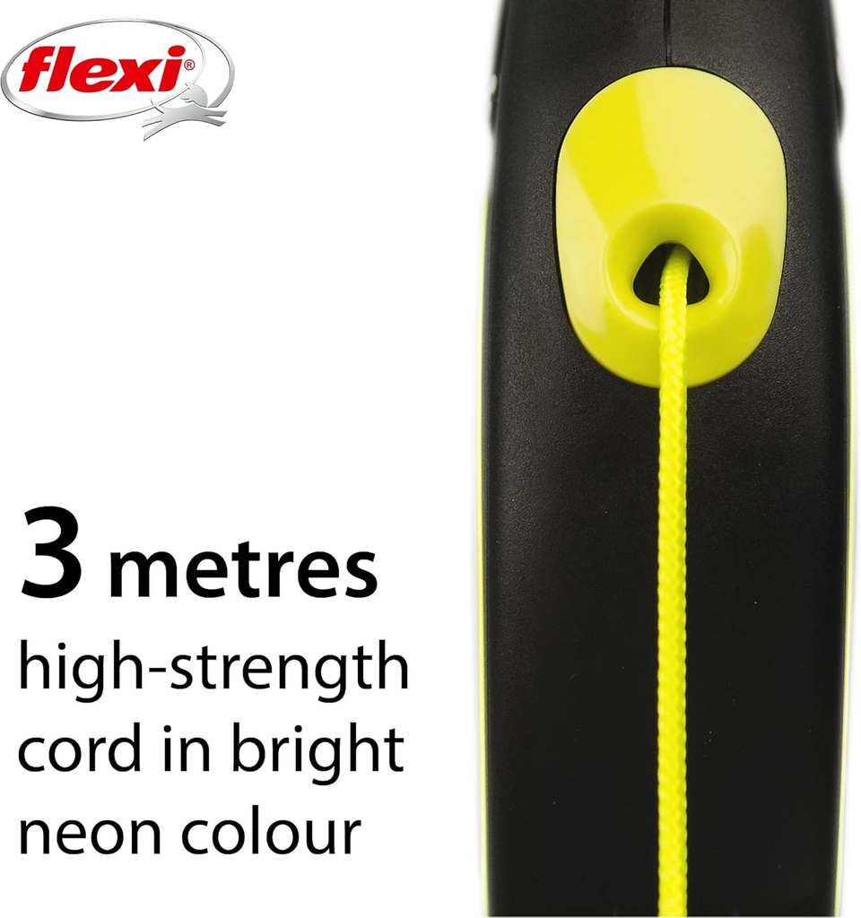Flexi New Neon XS Cord 3m, Yellow[Color - Yellow, Length - 3M, Size - XS]