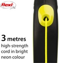 Flexi New Neon XS Cord 3m, Yellow[Color - Yellow, Length - 3M, Size - XS]