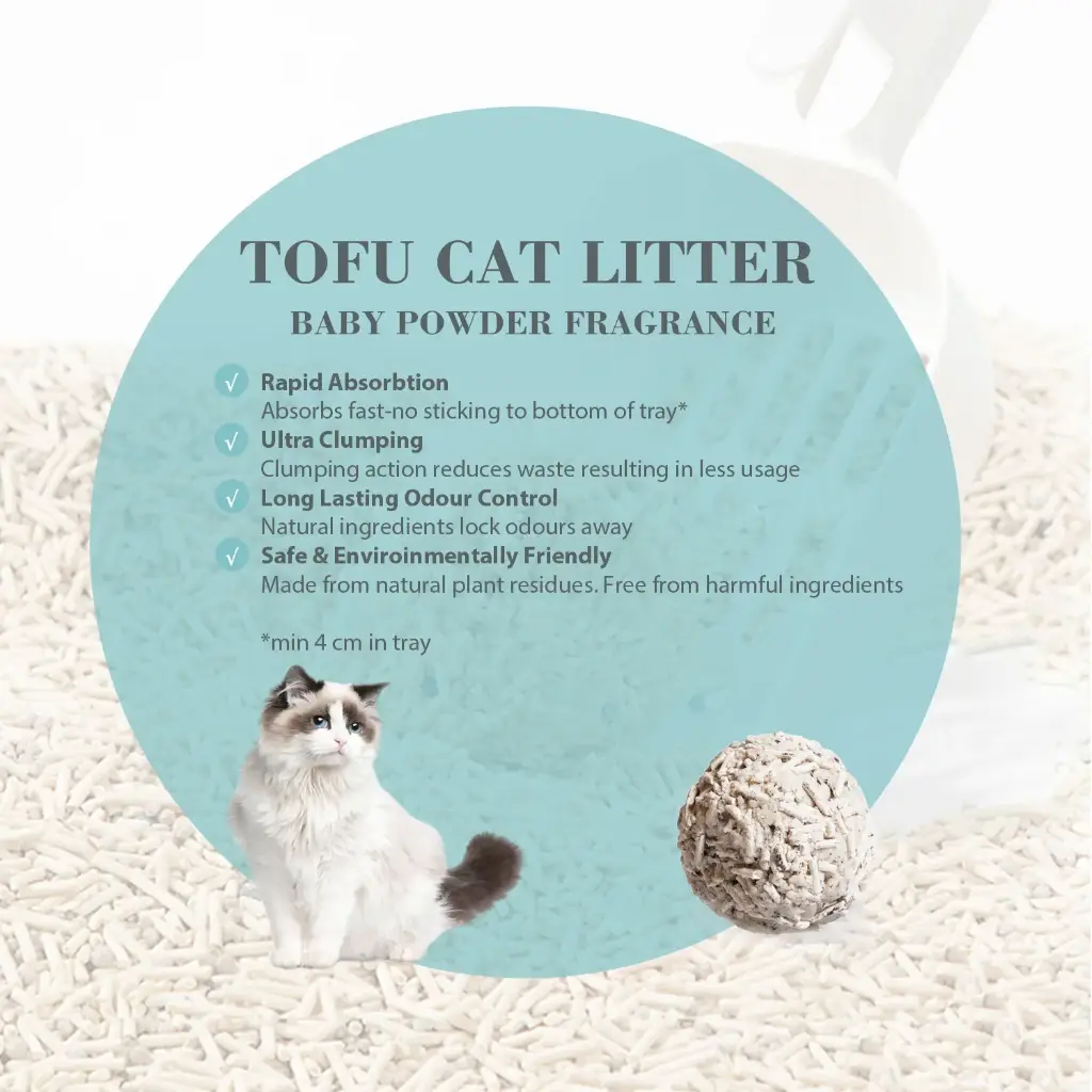 Combo Offer-Bioline Tofu Cat Litter 7L - Baby Powder Fragrance+Moderna Cat Litter Scoop