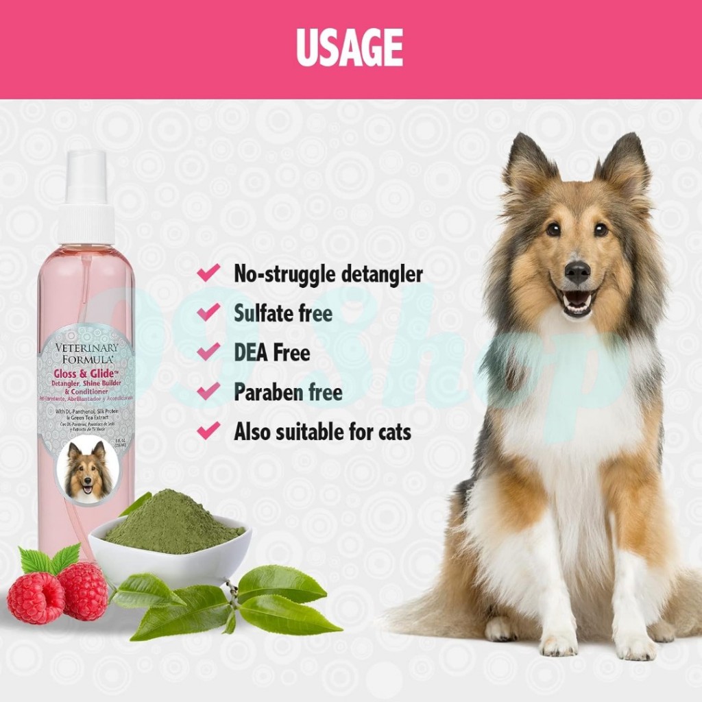Synergy Labs Veterinary Formula Gloss and Glide Detangler, Shine Builder & Conditioner 8 oz -236 ml
