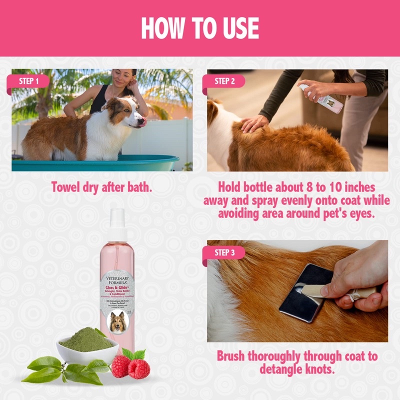 Synergy Labs Veterinary Formula Gloss and Glide Detangler, Shine Builder & Conditioner 8 oz -236 ml