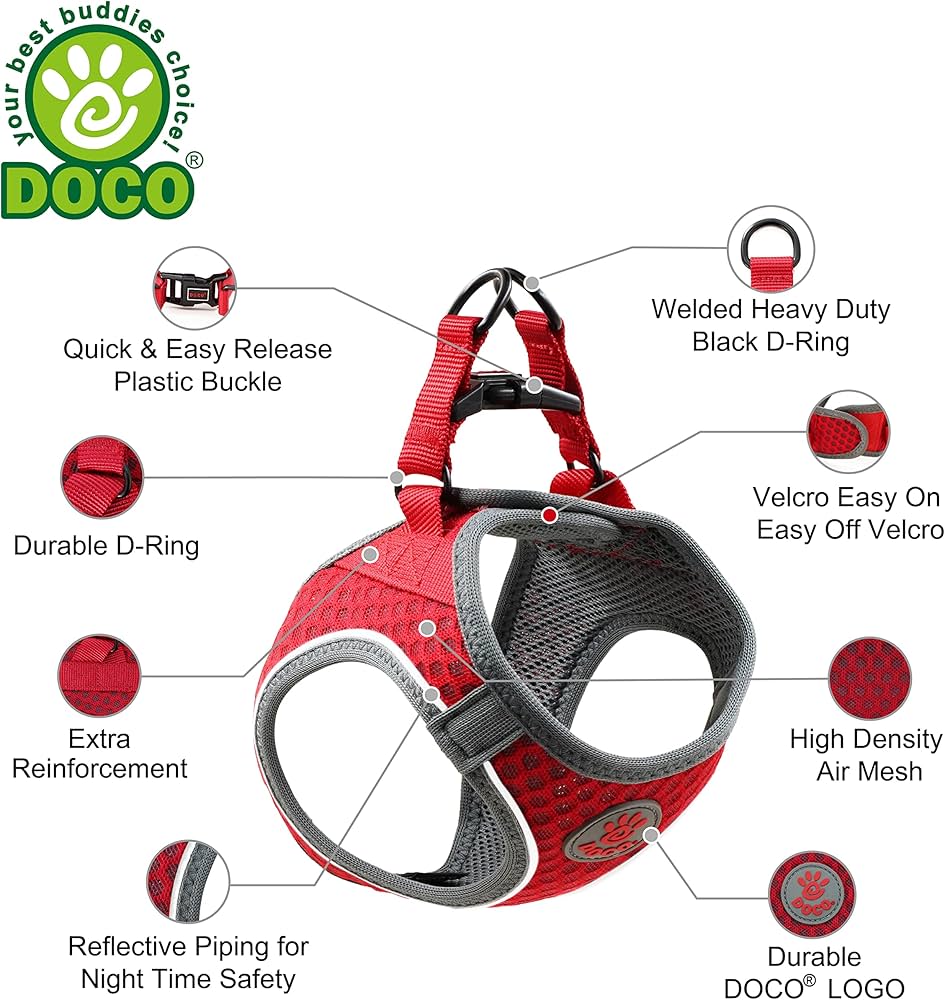 DOCO® Net Mesh Sport Harness (DCA312)-Sizes - L, Color - Maroon