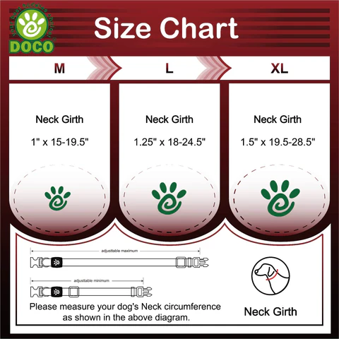 DOCO® Solar Mesh Training Dog Collar (DCA039)-Color - Red, Sizes - XL
