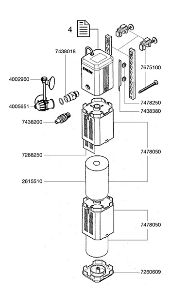 EHEIM shaft with bushings f. 1250/2252/2426