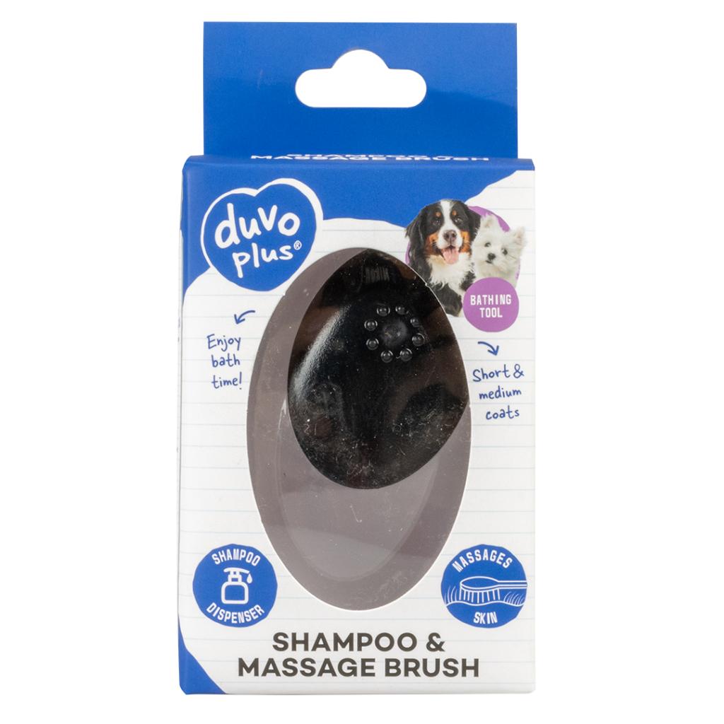 Duvo+ Shampoo And Massage Brush Black-11.5x7.5x6cm