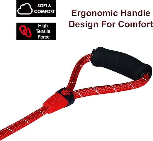 DOCO® 20" Rope Leash W/ ErgoCurve Foam Handle Ver.2 (DCROPE2020)[Color - Black, Size - L]
