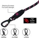 Doco 5ft Reflective Rope Leash With Click & Lock Snap (DCROPE5060)[Color - Pink, Size - S]