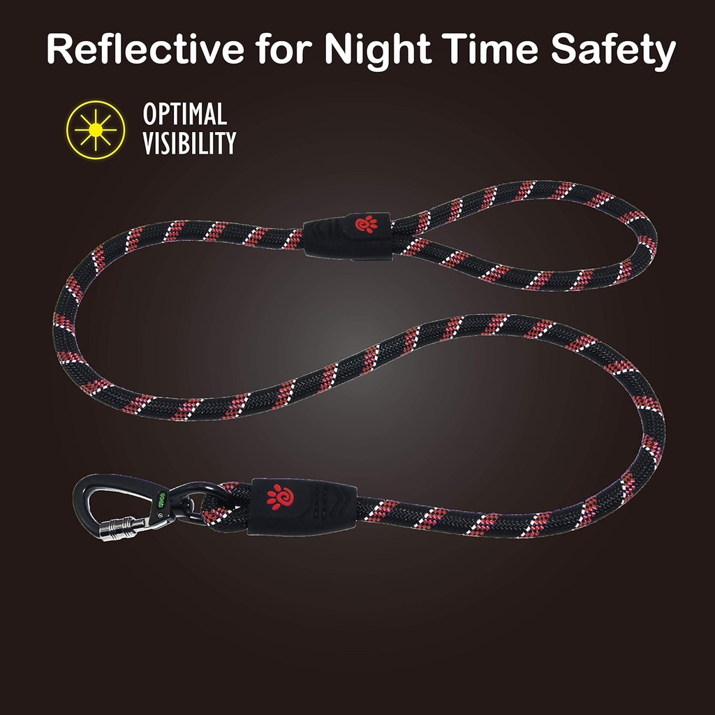 Doco 5ft Reflective Rope Leash With Click & Lock Snap (DCROPE5060)[Color - Pink, Size - S]