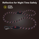 Doco 5ft Reflective Rope Leash With Click & Lock Snap (DCROPE5060)[Color - Pink, Size - S]