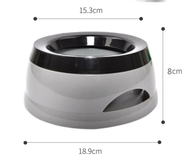 Pado Classic Round Anti-Spil Pet Bowl 15.3×18.9×8cm-Grey