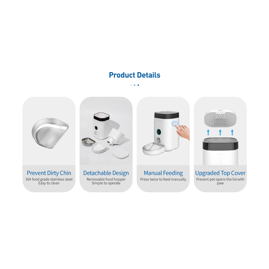 Dogness Panoramic Cam Smart Feeder Pet Food Dispenser With  HD-1080p Wide-View Camera & App Control- 3.6L
