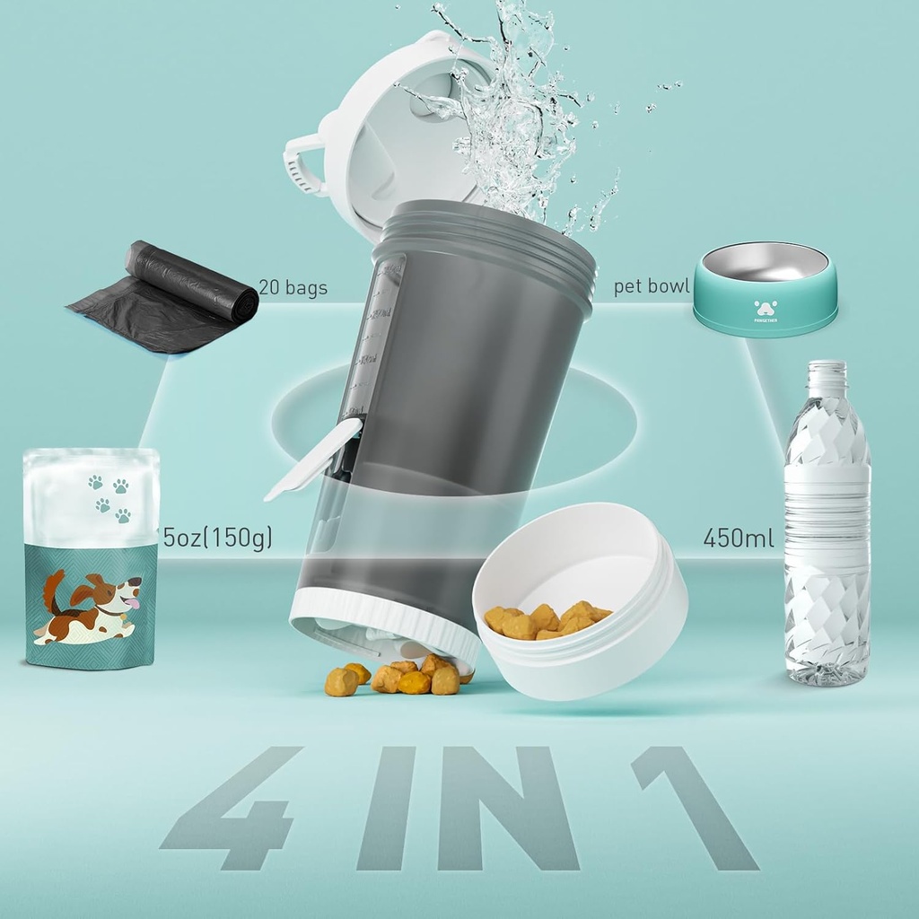 Pawgether Pure Travel 1 [PT1]- 4 in 1 Pet Travel Bottle -Grey