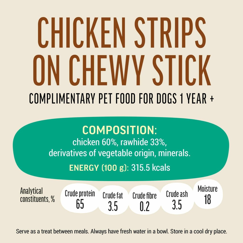 Dog Fest Chicken Strips On Chewy Stick For Adult Dogs - 90g (3.17oz)[Weight - 90g]